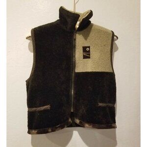 K.D Spring Women's Sleeveless Zip-Up Fleece Sweater Vest Size Small in Brown Tan